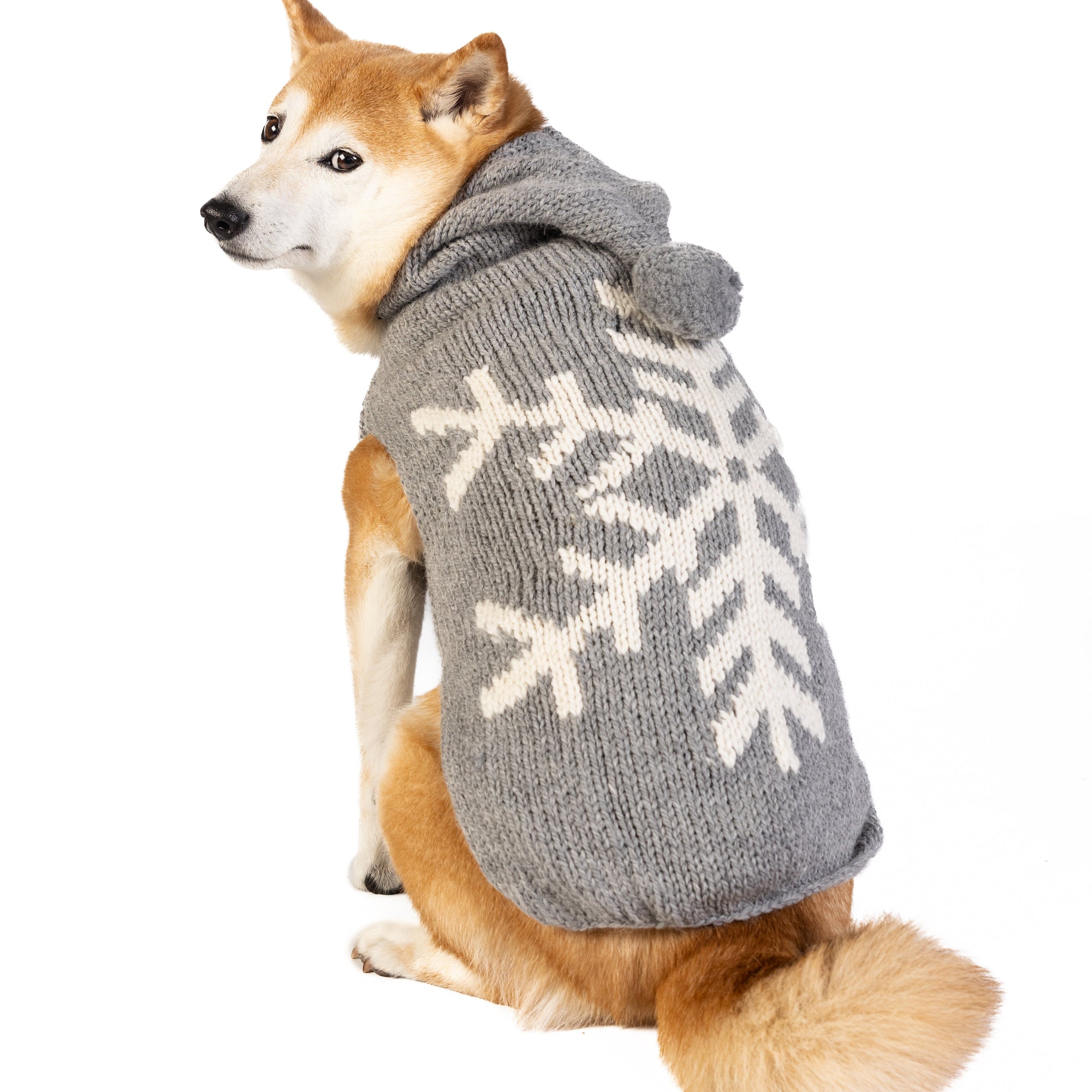 Chilly Dog Gray Snowflake Alpaca Wool Dog Sweater