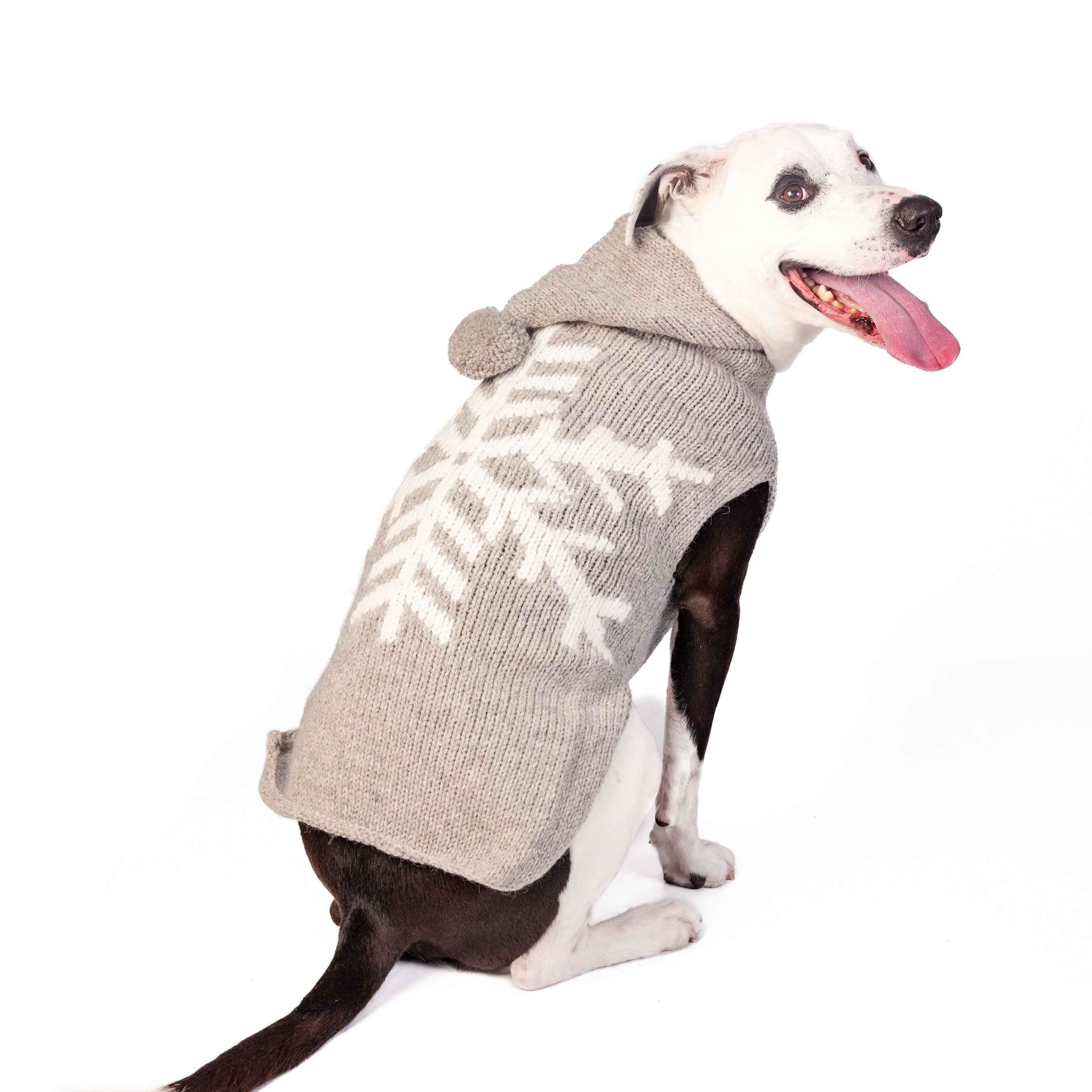 Chilly Dog Gray Snowflake Alpaca Wool Dog Sweater
