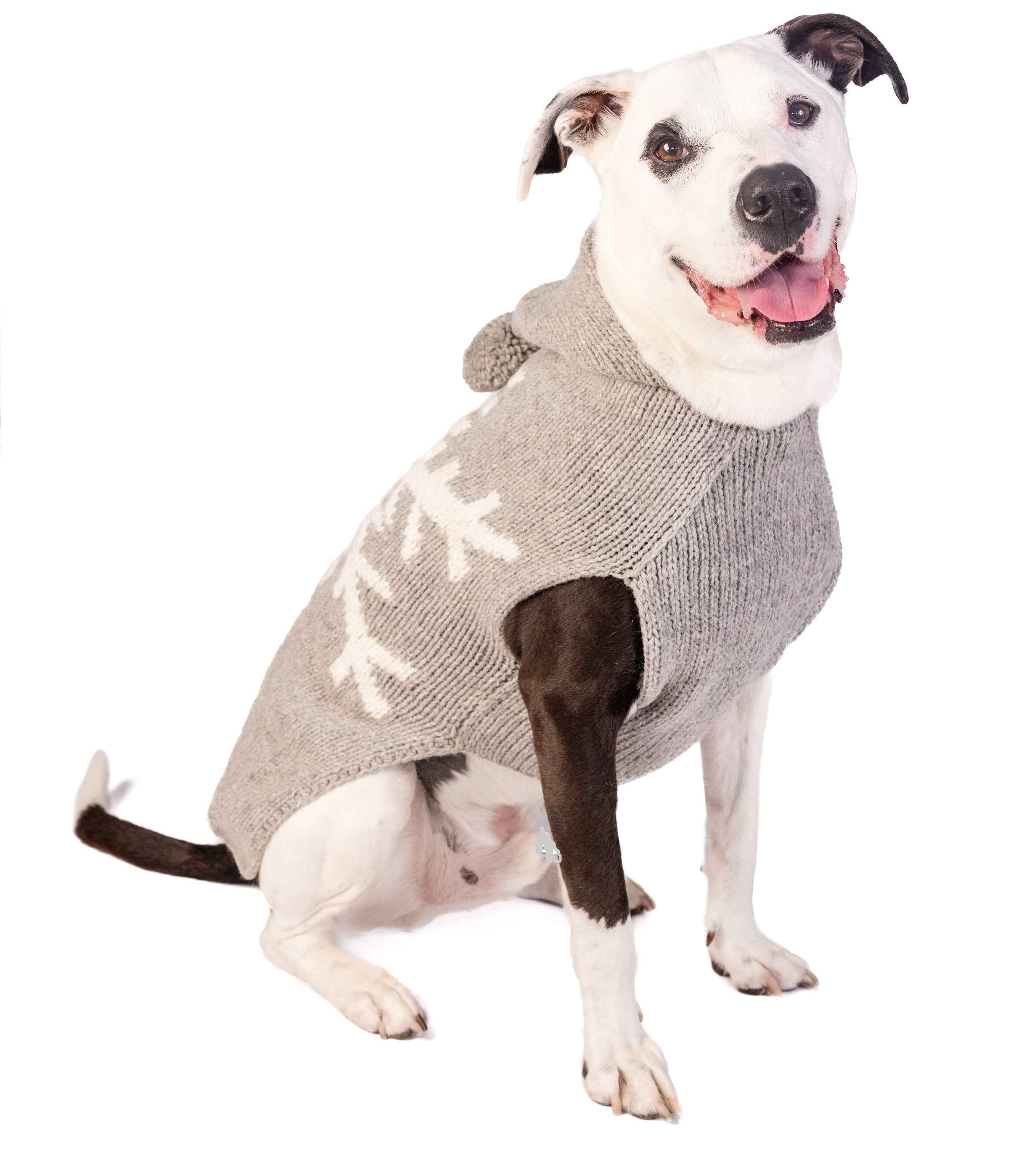Chilly Dog Gray Snowflake Alpaca Wool Dog Sweater