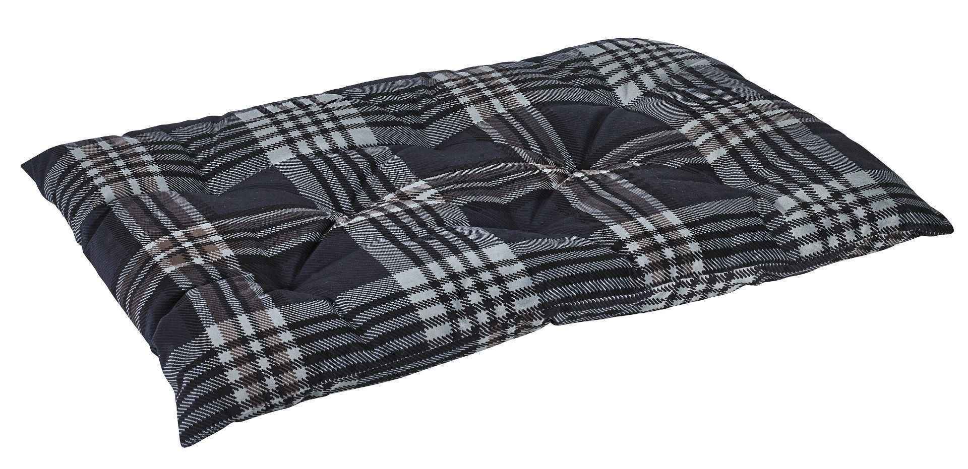 Bowsers Greystone Tartan Tufted Dog Crate Cushion - Washable Crate and Lounge Comfort