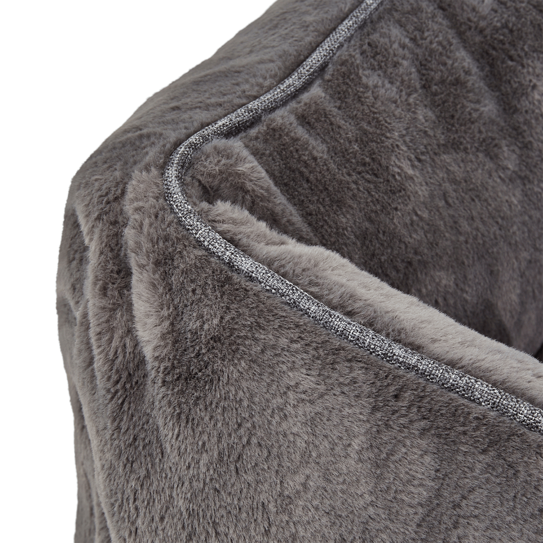 Sammy Dog Bed Cover in Dark Grey, angled view