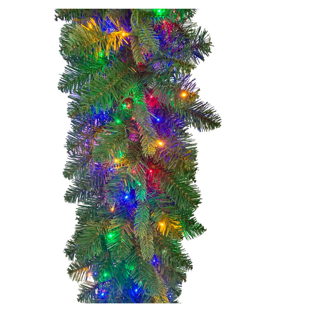Kurt Adler 9-Foot Prelit Multicolored LED Noble Fir Garland