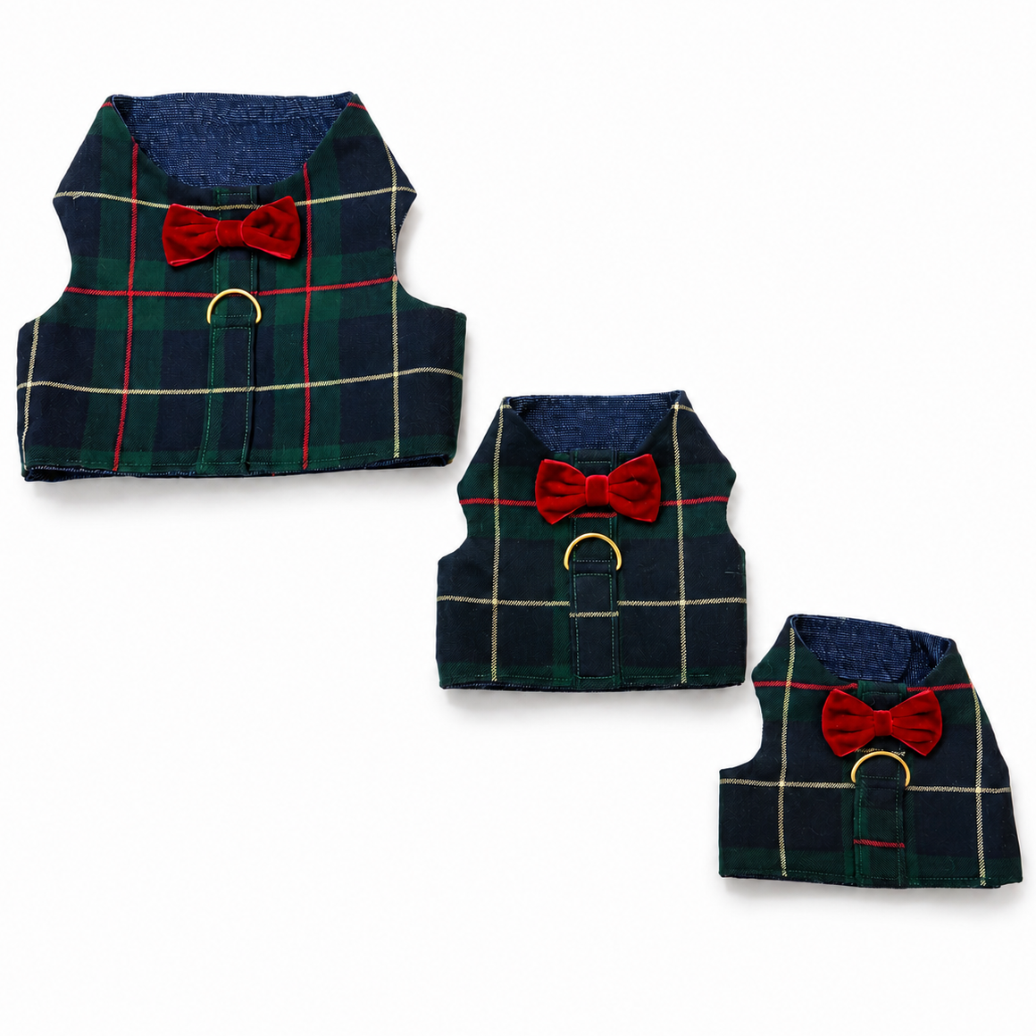 Heads or Tails Pup Green Plaid Dog Harness