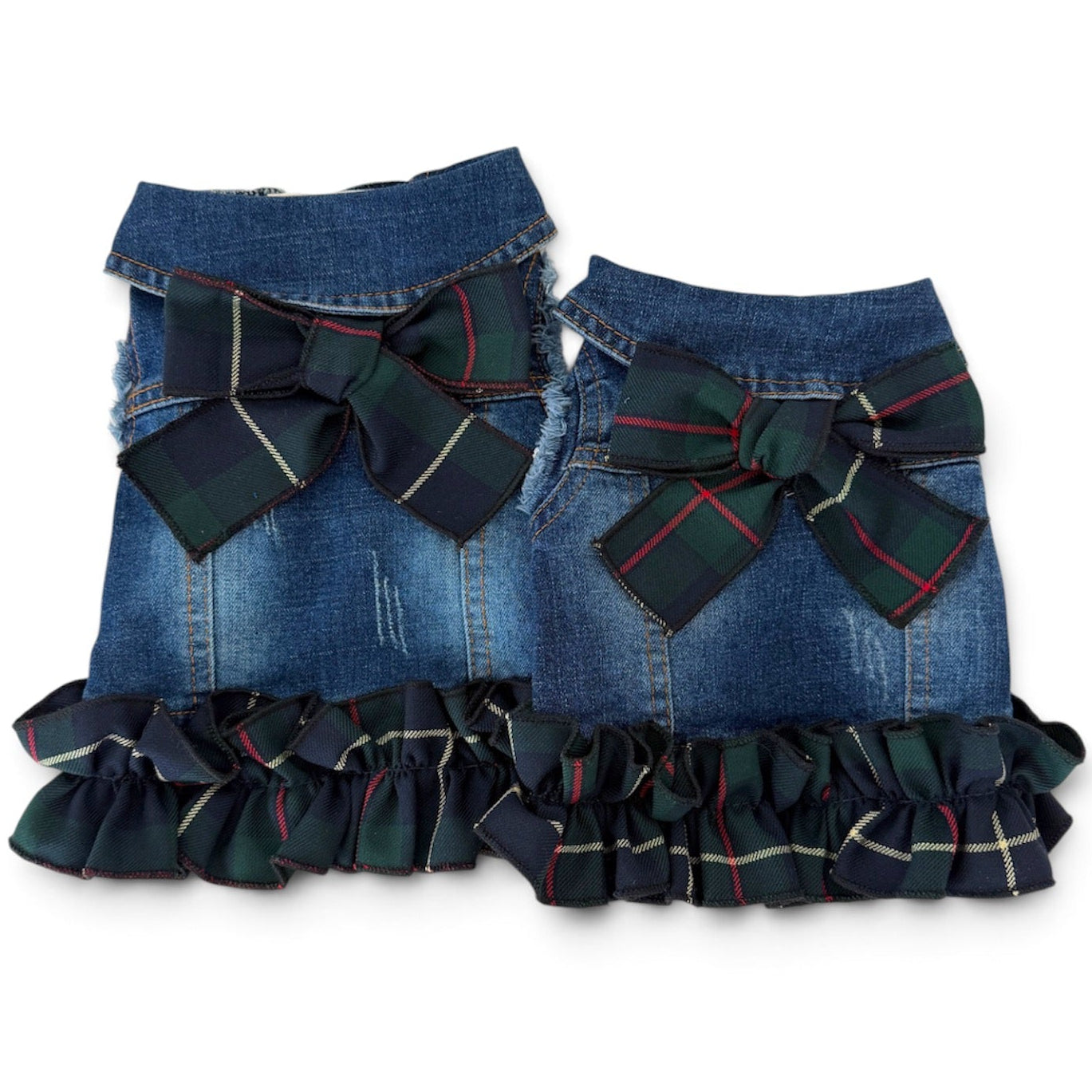 Heads or Tails Pup Green Plaid Ruffle Dog Vest