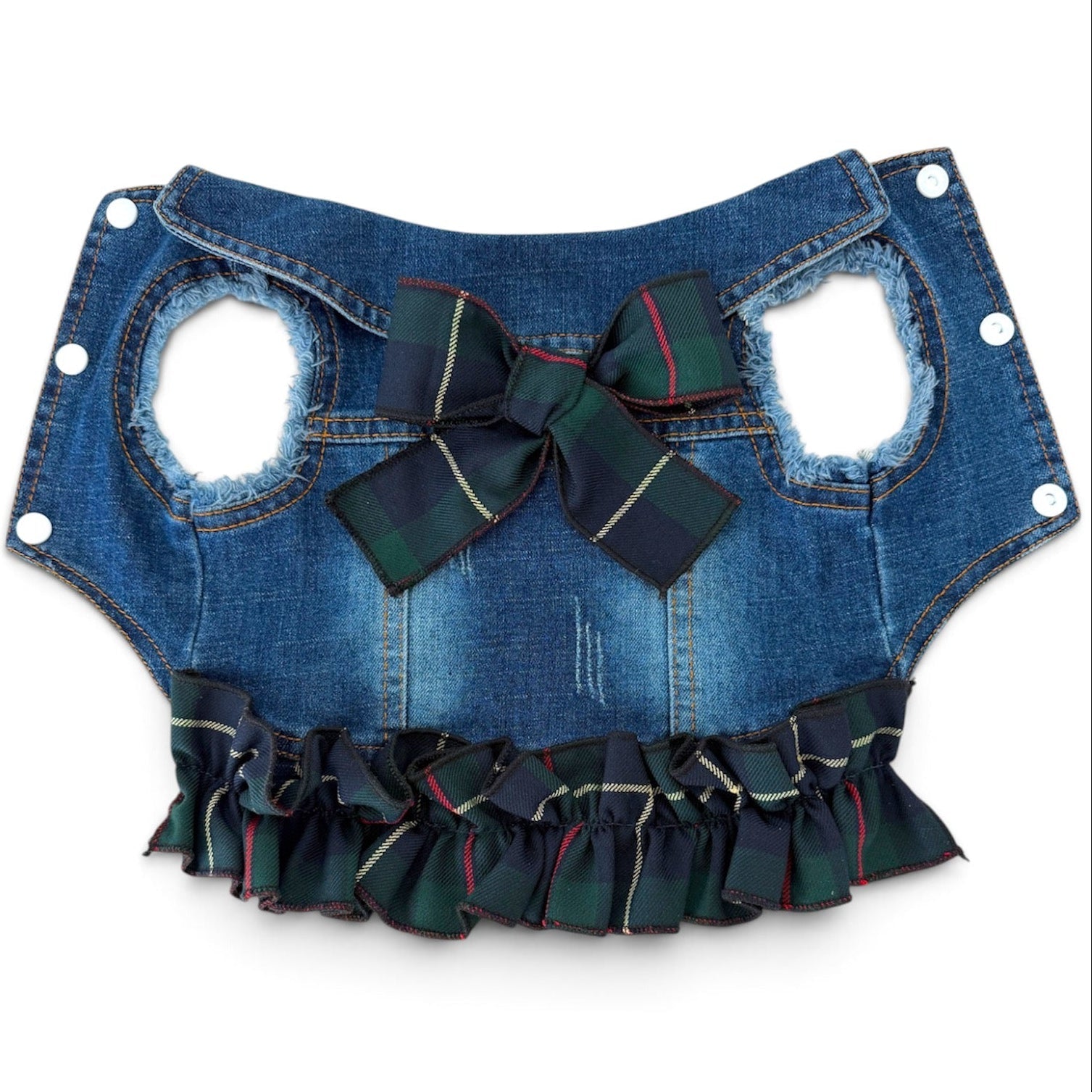 Heads or Tails Pup Green Plaid Ruffle Dog Vest