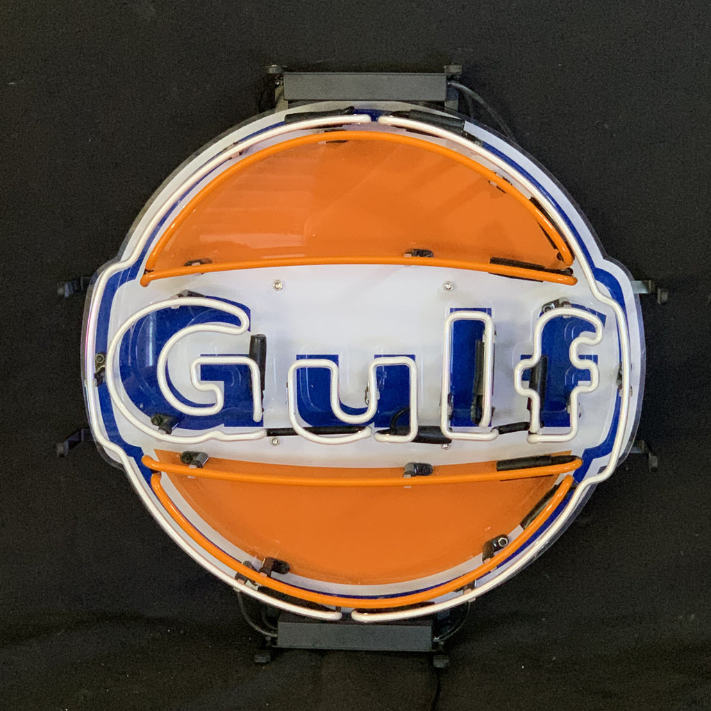 Gulf Gasoline Logo Real Glass Neon Sign