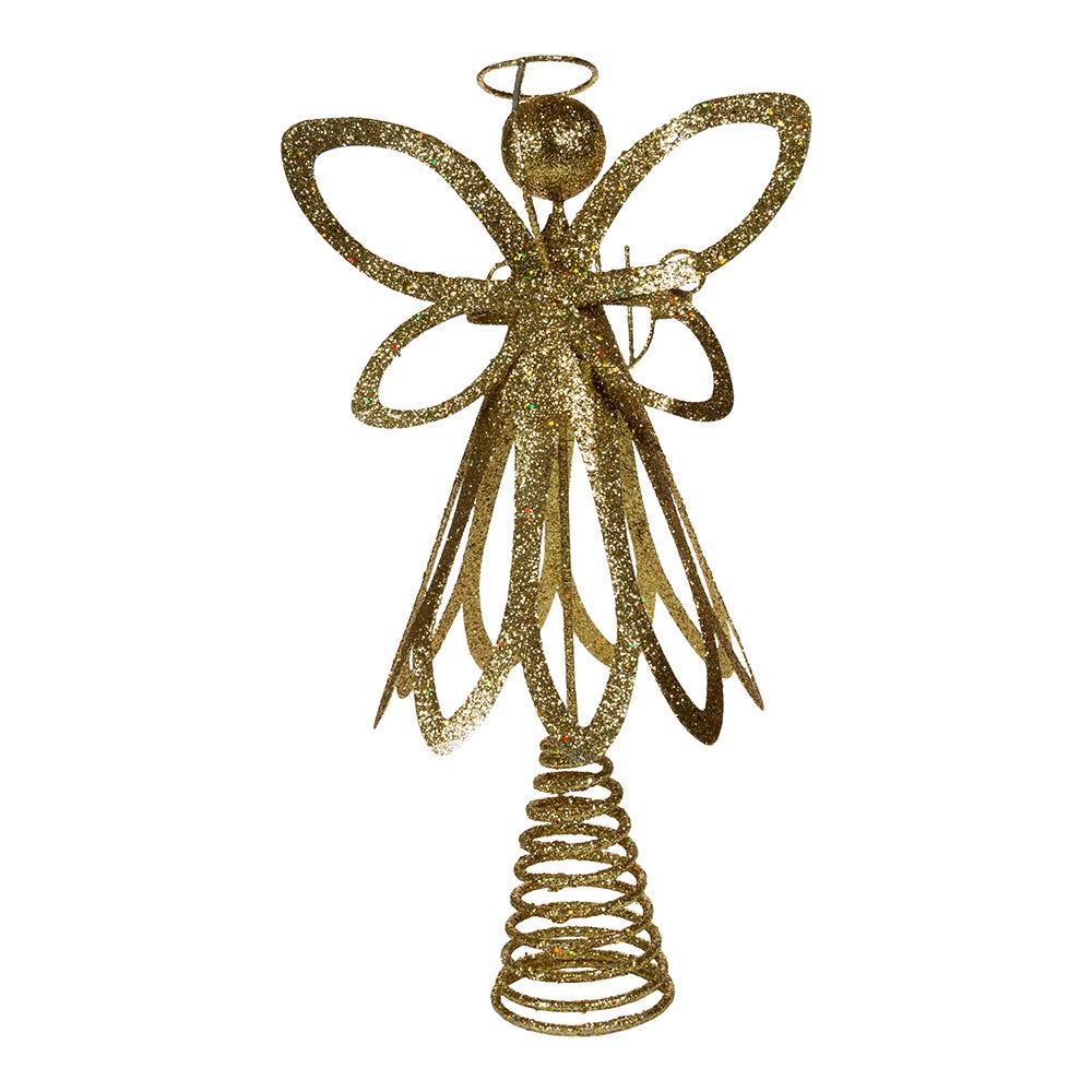Kurt Adler 12-Inch Gold Glitter Metal Angel Treetop