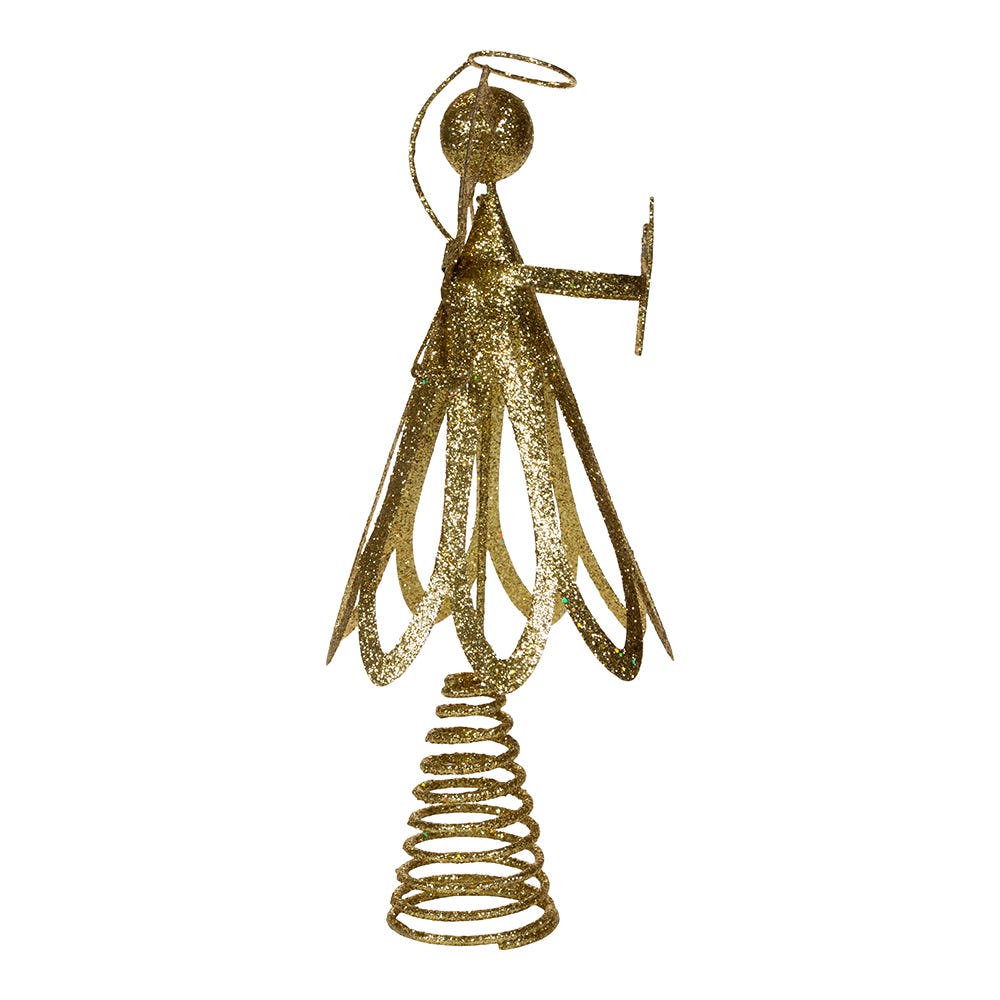 Kurt Adler 12-Inch Gold Glitter Metal Angel Treetop