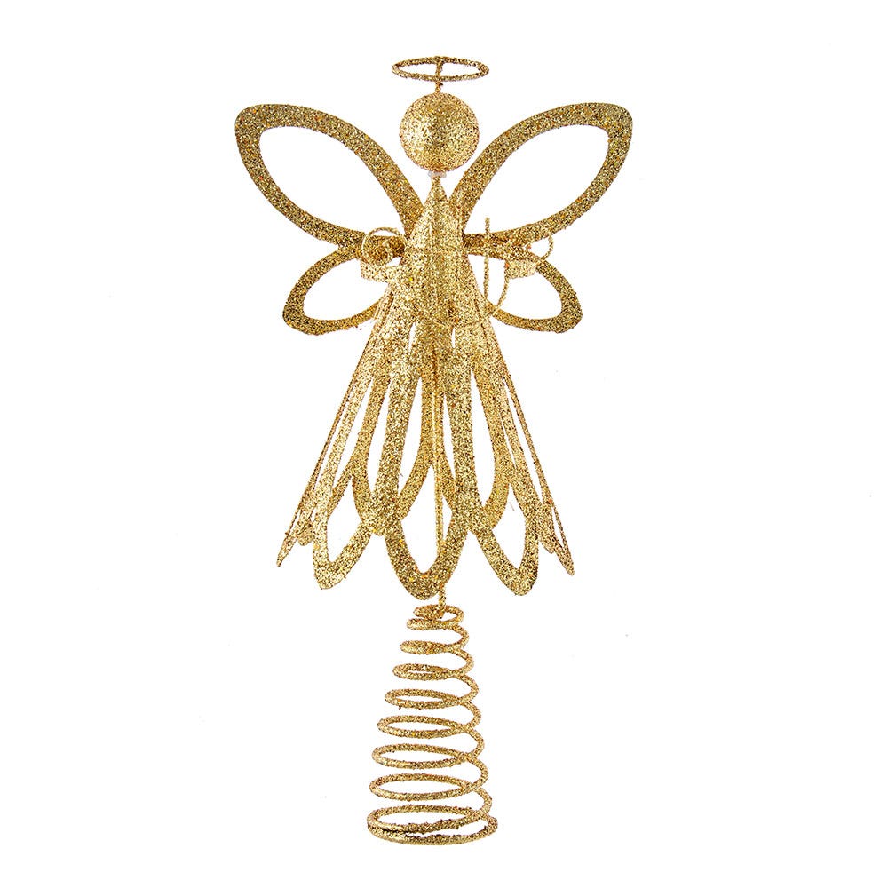 Kurt Adler 12-Inch Gold Glitter Metal Angel Treetop