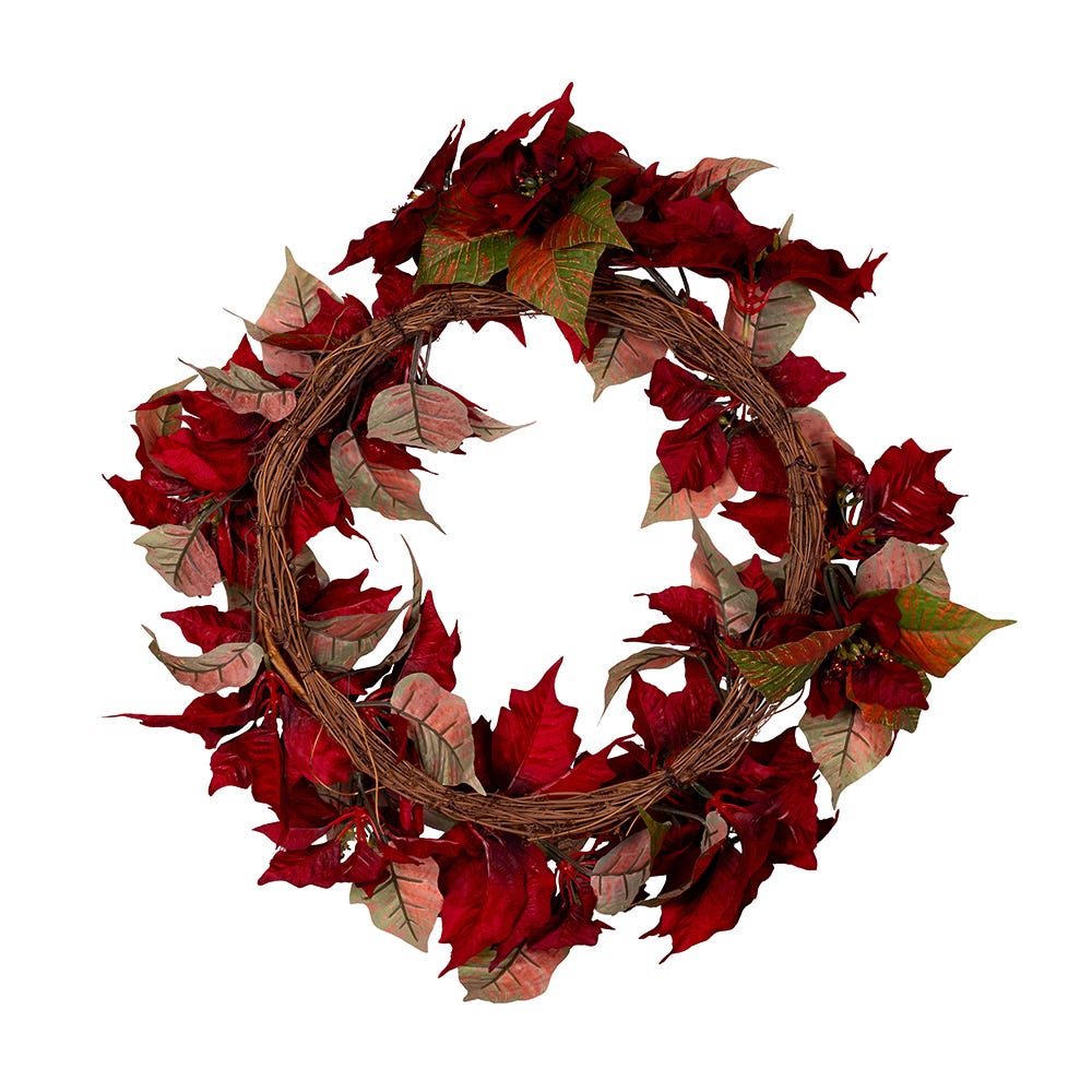 Kurt Adler 24-Inch Unlit Poinsettia Wreath