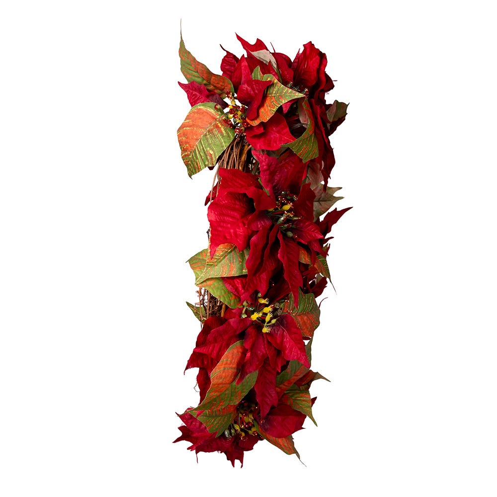 Kurt Adler 24-Inch Unlit Poinsettia Wreath