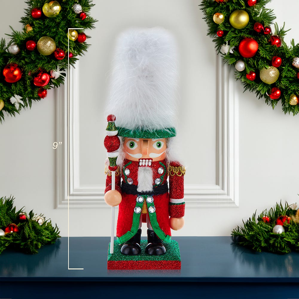 Kurt Adler 9-Inch Hollywood Nutcrackers Red, Green and White Soldier Nutcracker