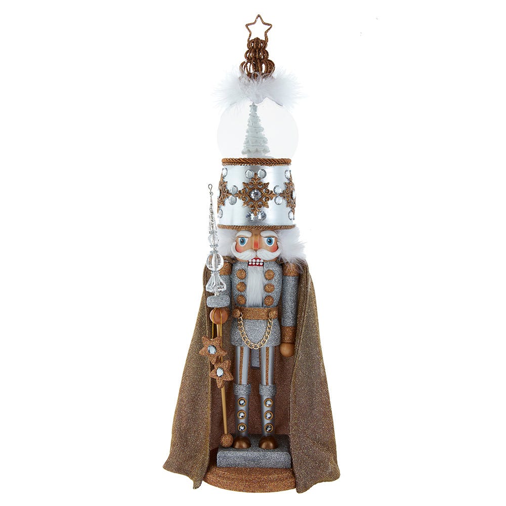 Kurt Adler 22-Inch Hollywood Nutcrackers Musical Gold and Silver Nutcracker With Water Globe