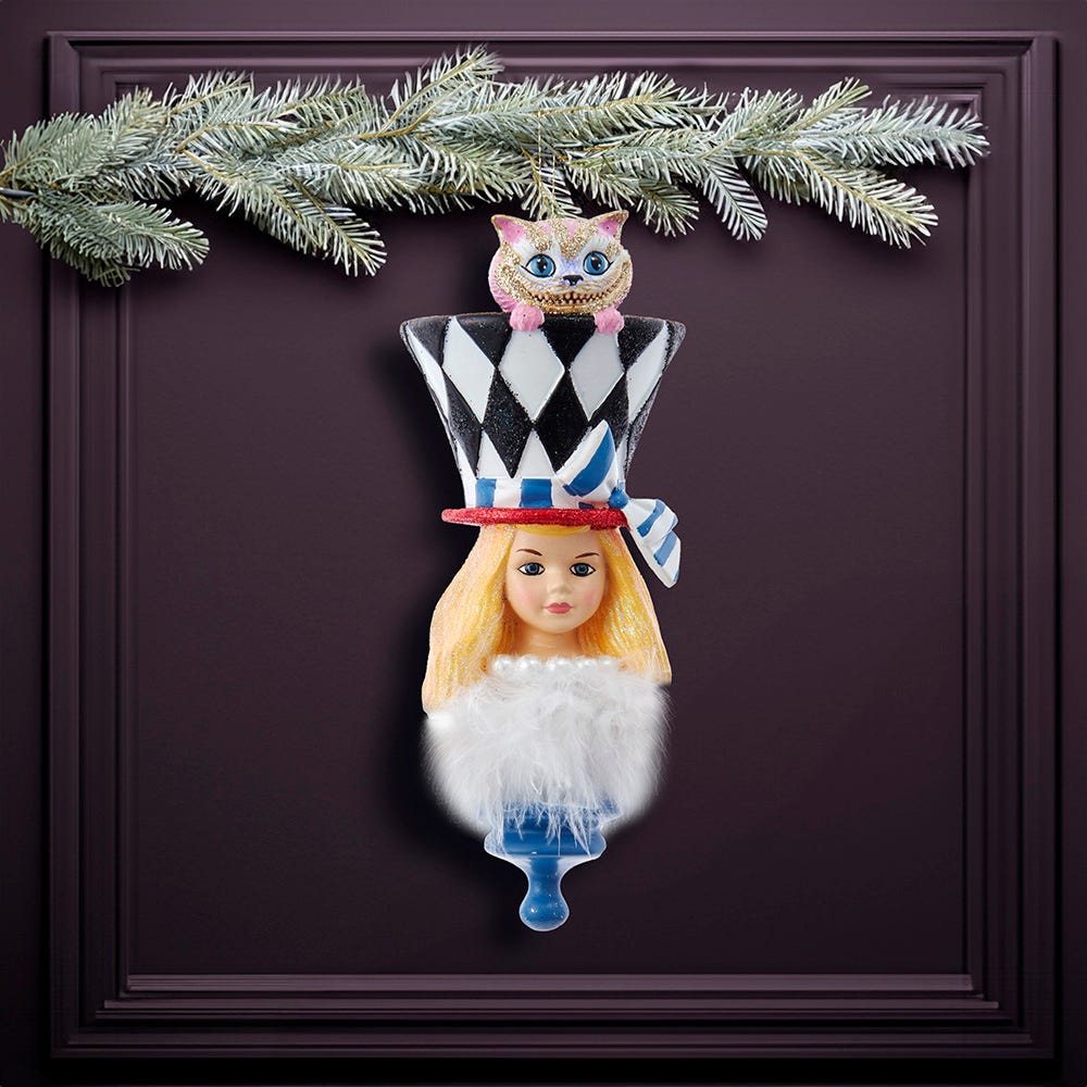 Kurt Adler 6.88-Inch Resin Hollywood Hats Alice Ornament