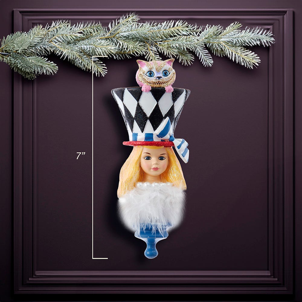 Kurt Adler 6.88-Inch Resin Hollywood Hats Alice Ornament