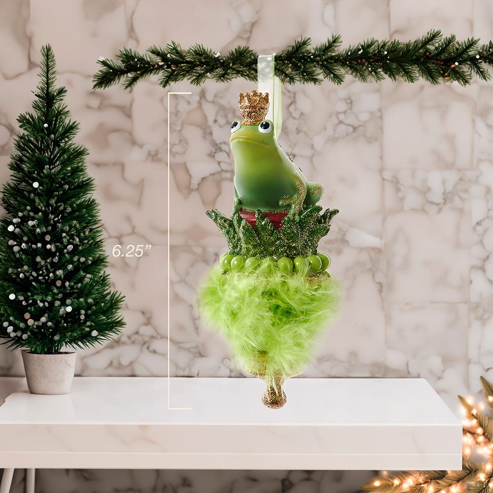Kurt Adler 6.25-Inch Holly Hats Frog Prince Ornament