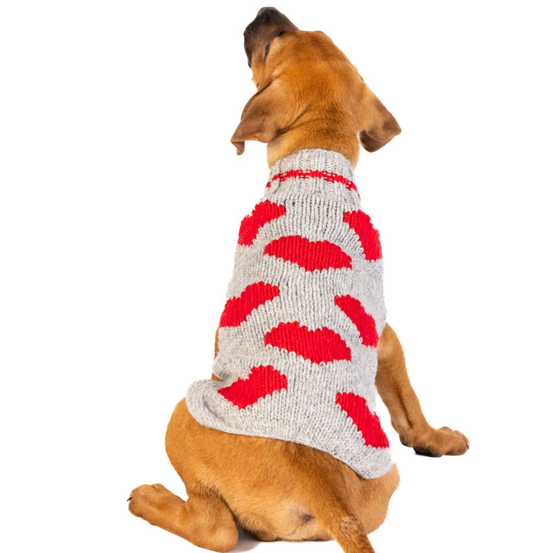 Chilly Dog Red Hearts Wool Dog Sweater