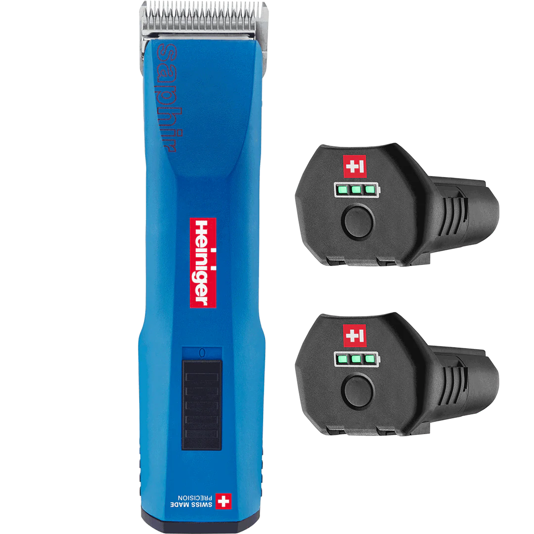 Blue Saphir Cordless Clipper Two Batteries with 4F Blade by Heiniger