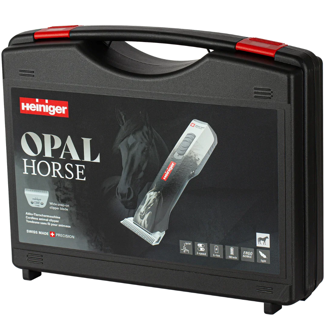 Opal Horse Design Cordless Clipper with Two Batteries with Free Grip by Heiniger