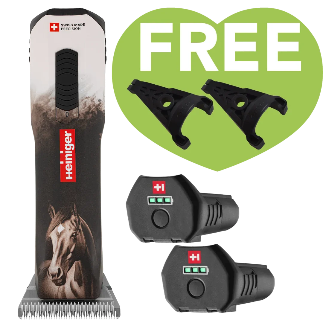 Opal Horse Design Cordless Clipper with Two Batteries with 2 Free Drives by Heiniger