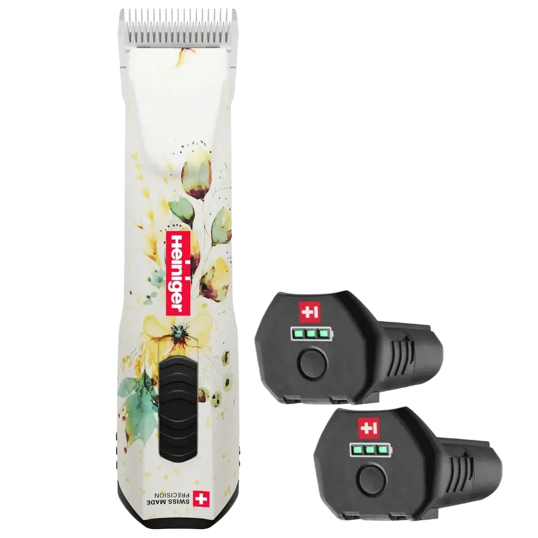 Heiniger Opal White Floral Cordless Clipper with 2 Batteries
