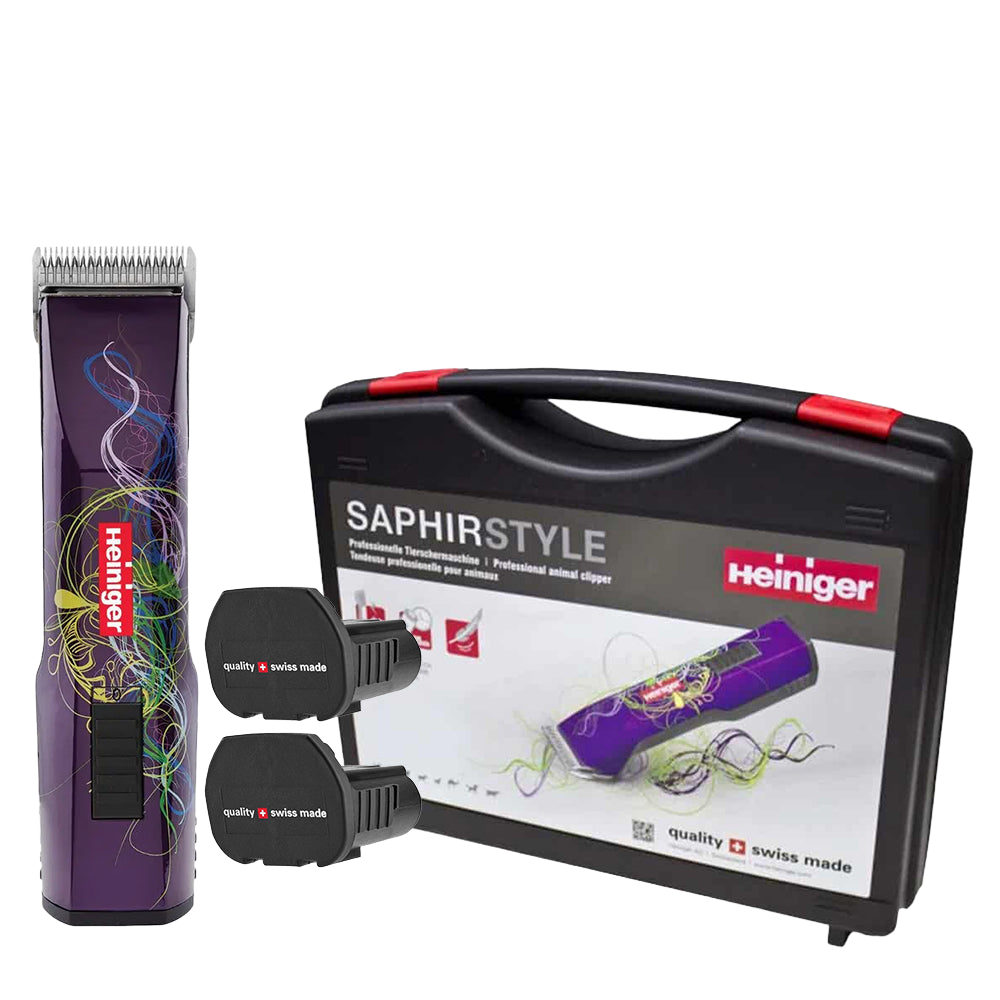 Purple Saphir Cordless Clipper with Two Batteries In a Case  by Heiniger