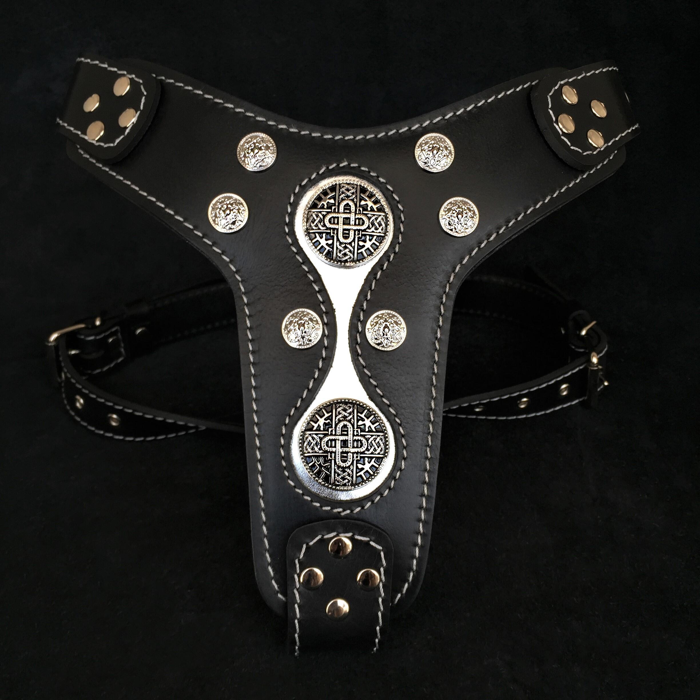 Bestia Dog Gear Genuine Leather Dog Harness - M 