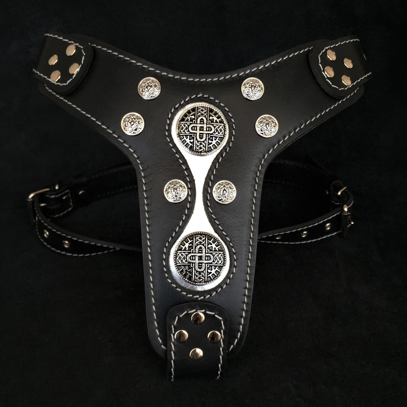 Bestia Dog Gear Genuine Leather Dog Harness - M 