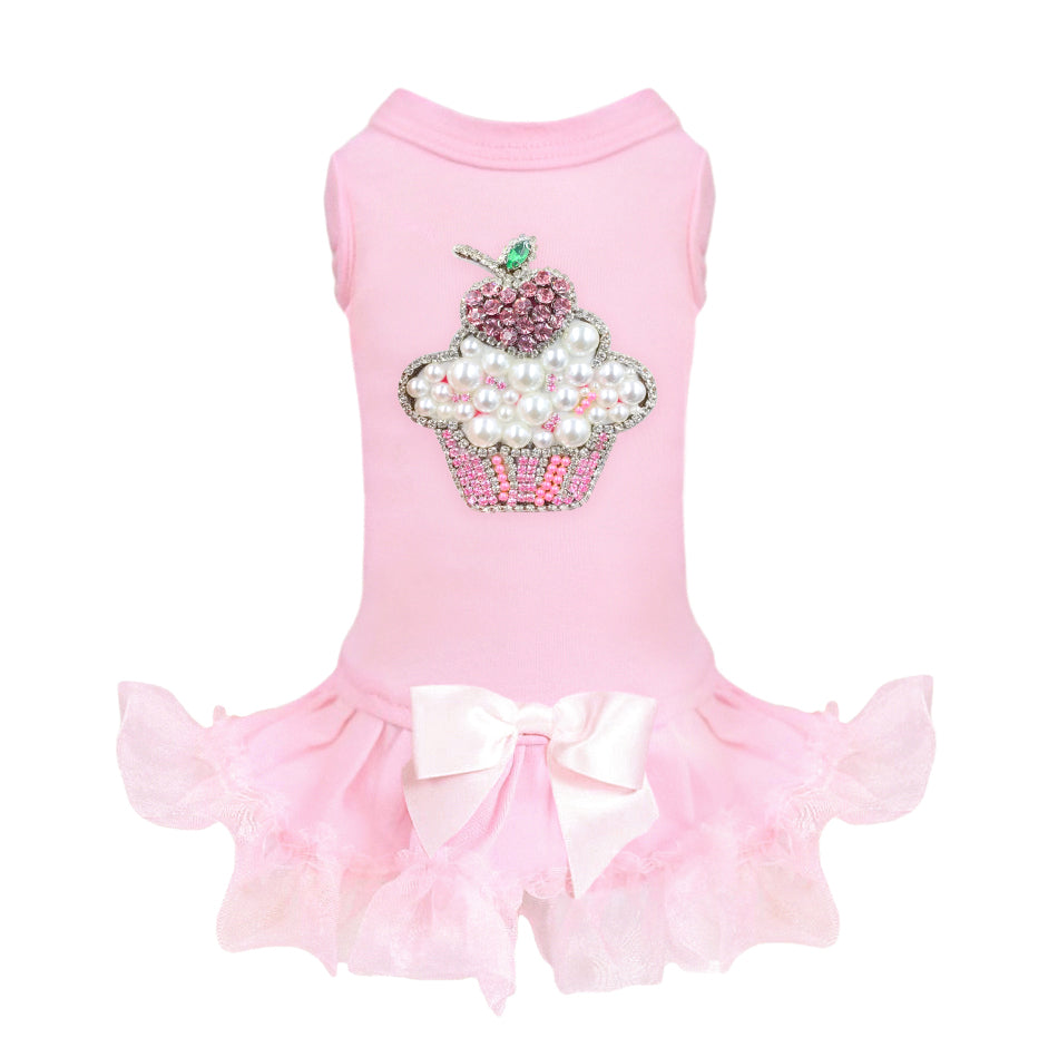 Hello Doggie Lil Miss Cupcake Crystal Pink Dog Dress