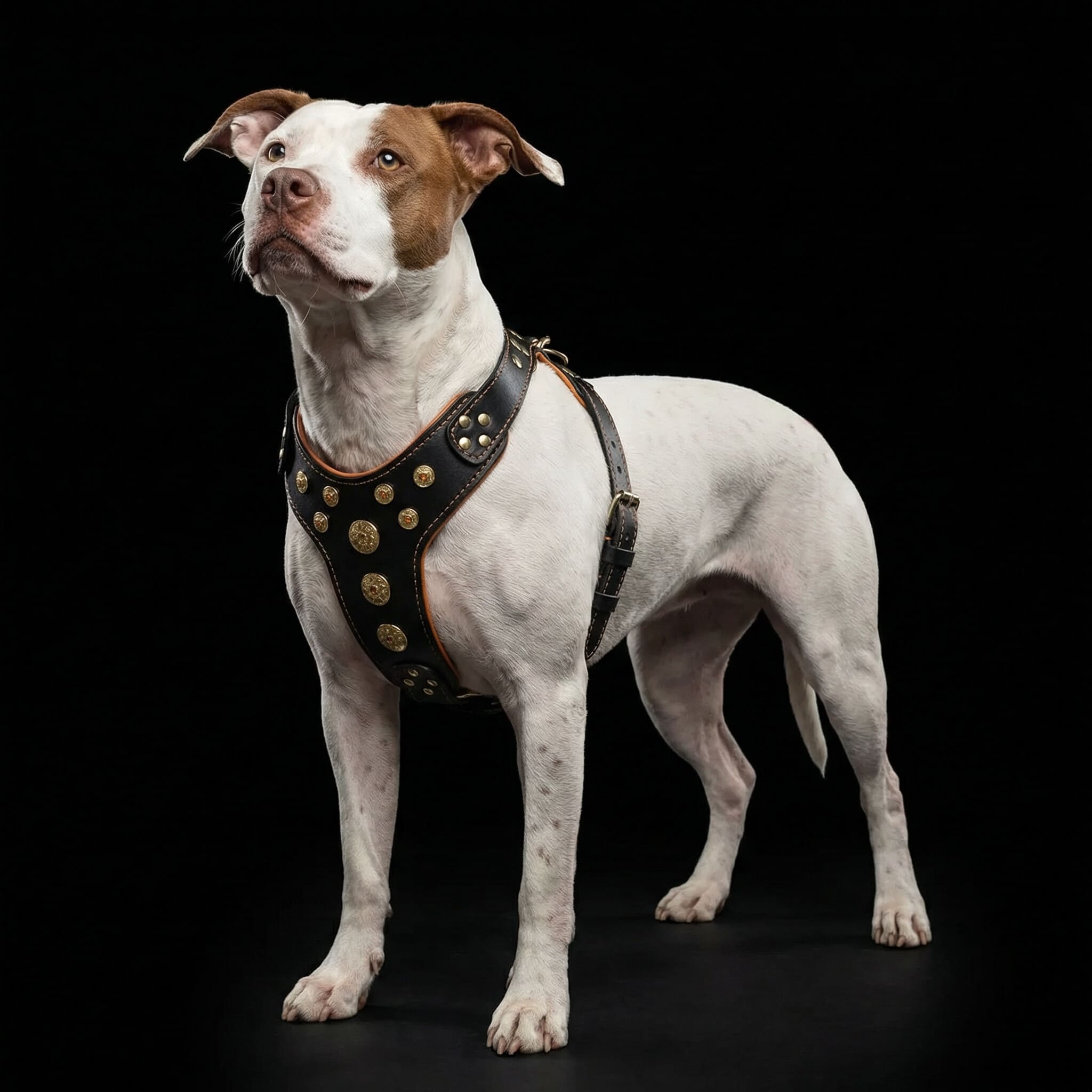 Bestia Dog Gear Genuine Leather Dog Harness - Black/M 