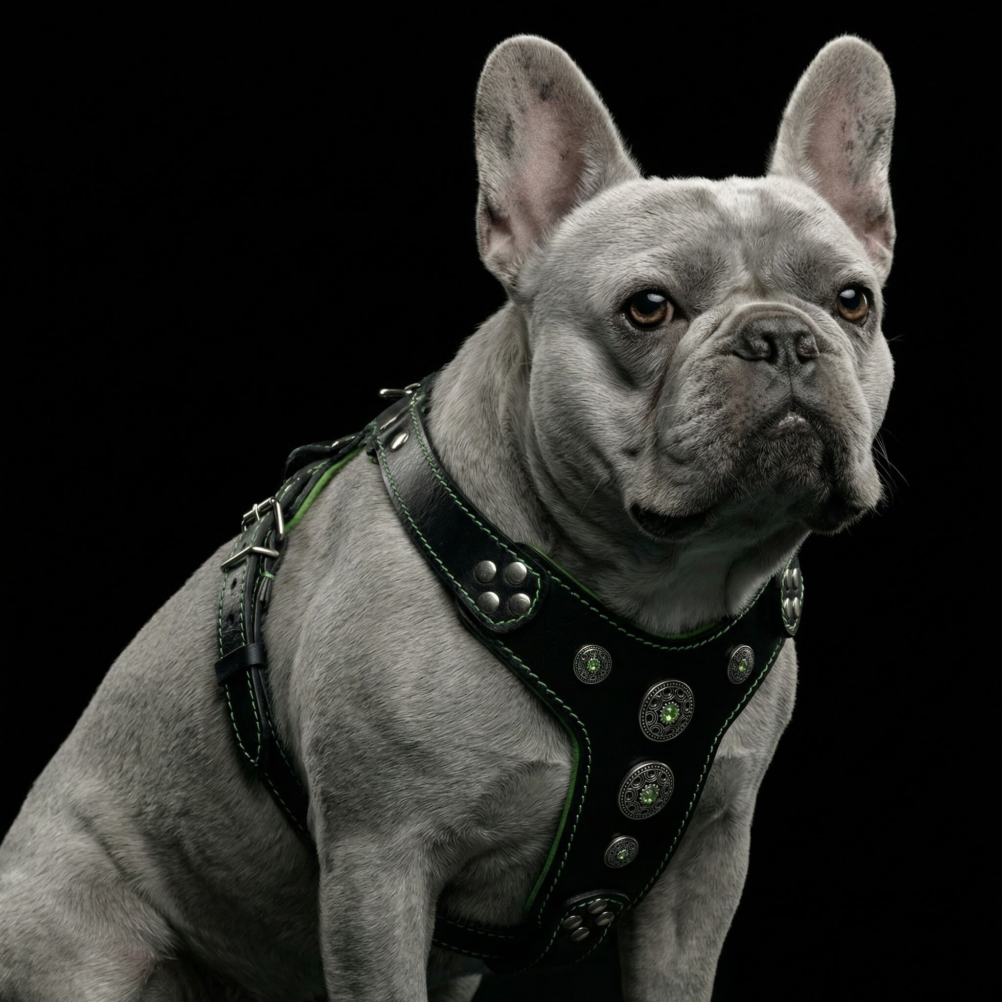 Bestia Dog Gear Genuine Leather Dog Harness - Black 