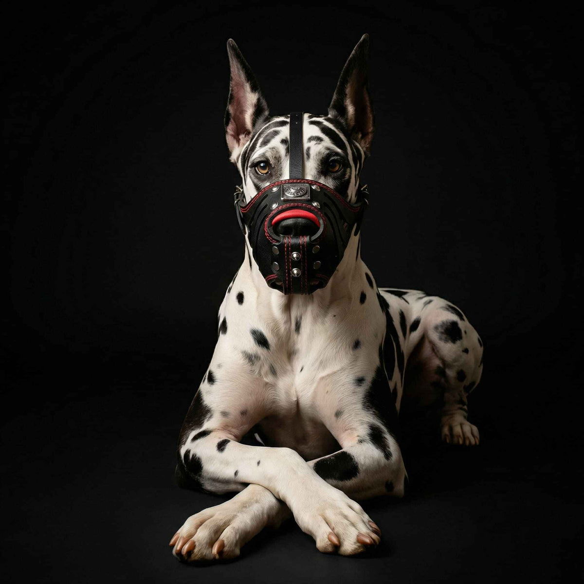 Bestia Eros Basket Black & Red Leather Dog Muzzle