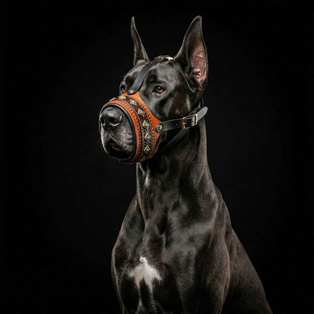 Bestia Balteus Leather Brown Dog Muzzle