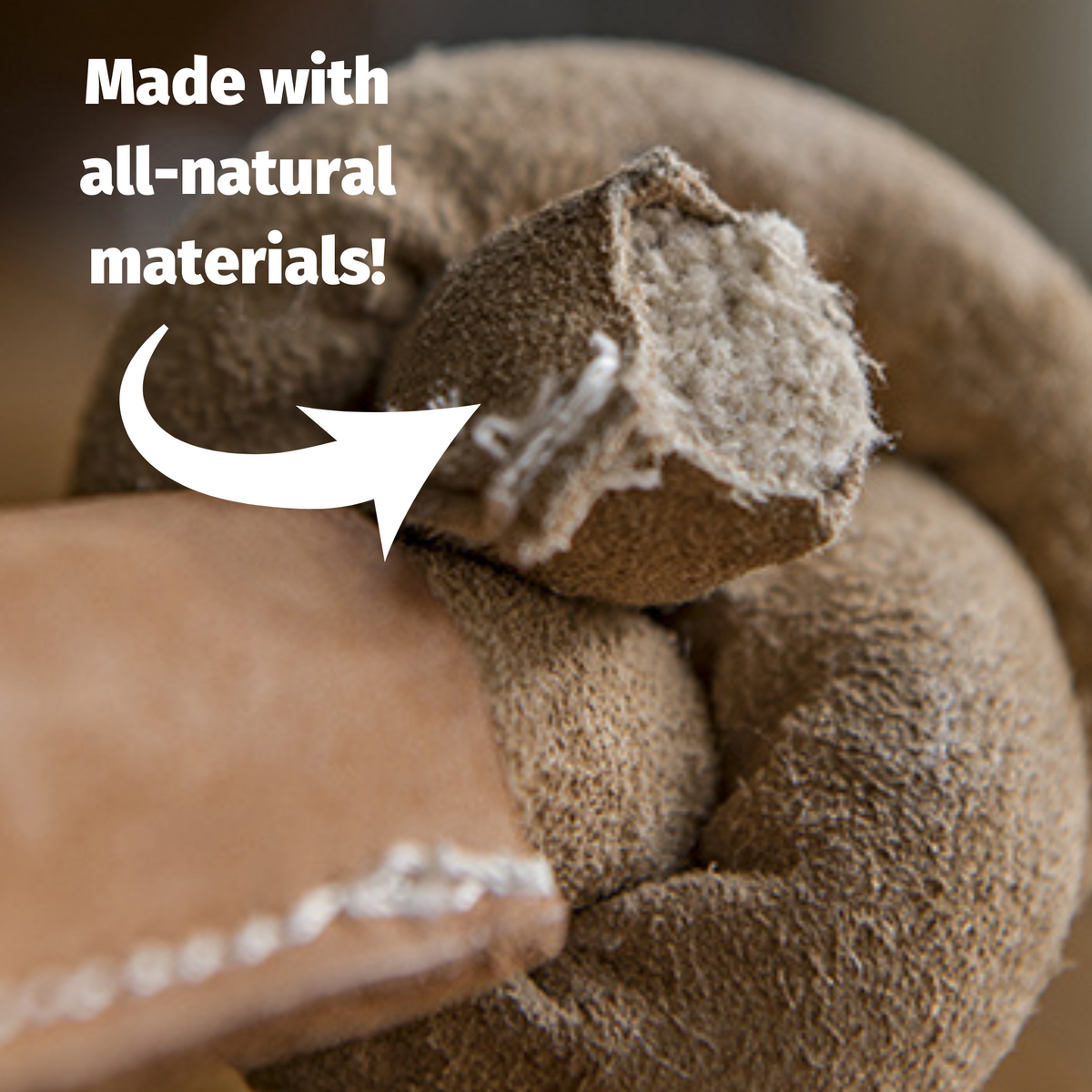 Huggle-Hide Natural Leather Bone Dog Toy, 3 Pack