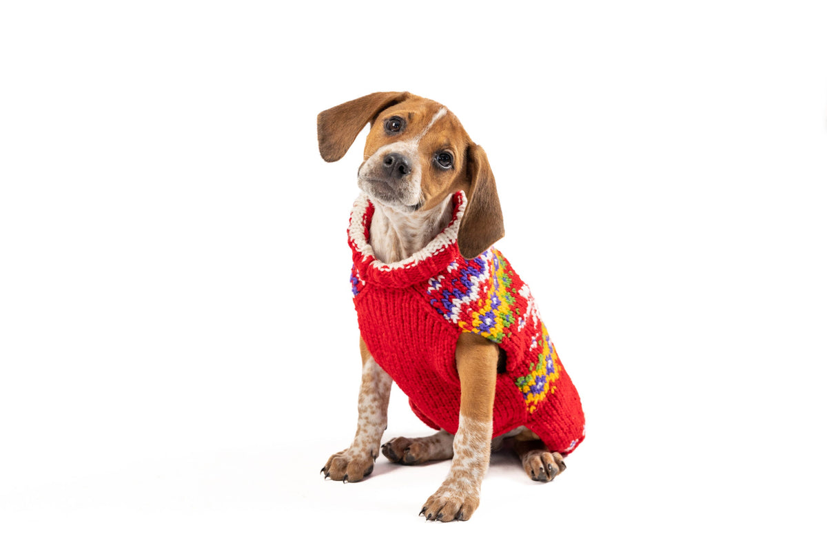 Chilly Dog Jolly Red Wool Dog Sweater