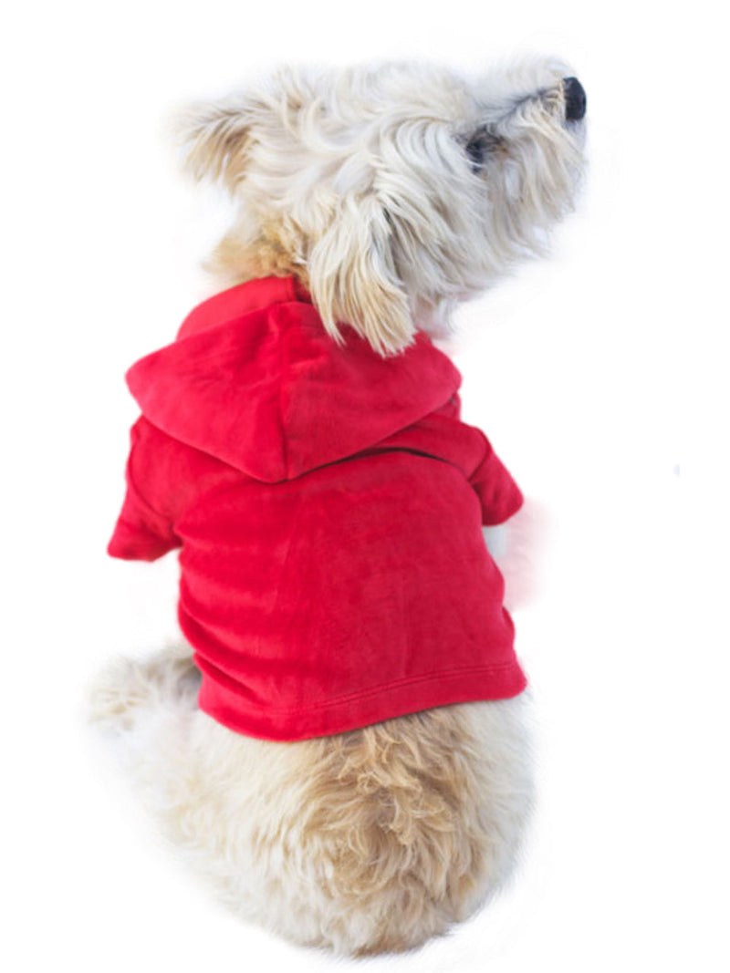 Velour Zip Front Hoodie, Red