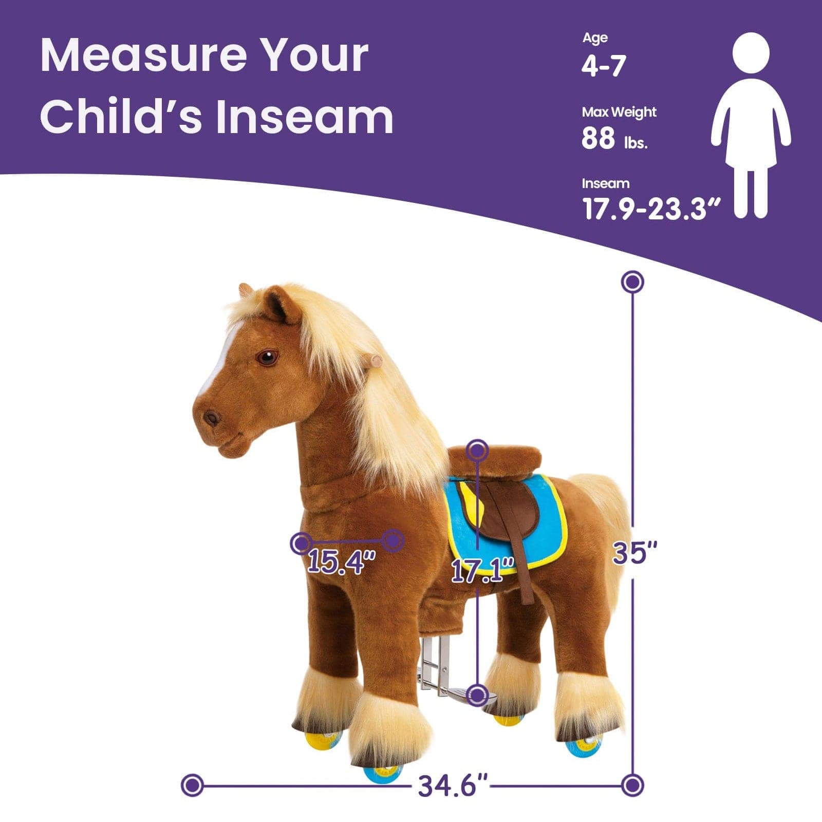 Model X Horse Ride On Toy for Age 4-7 Brown