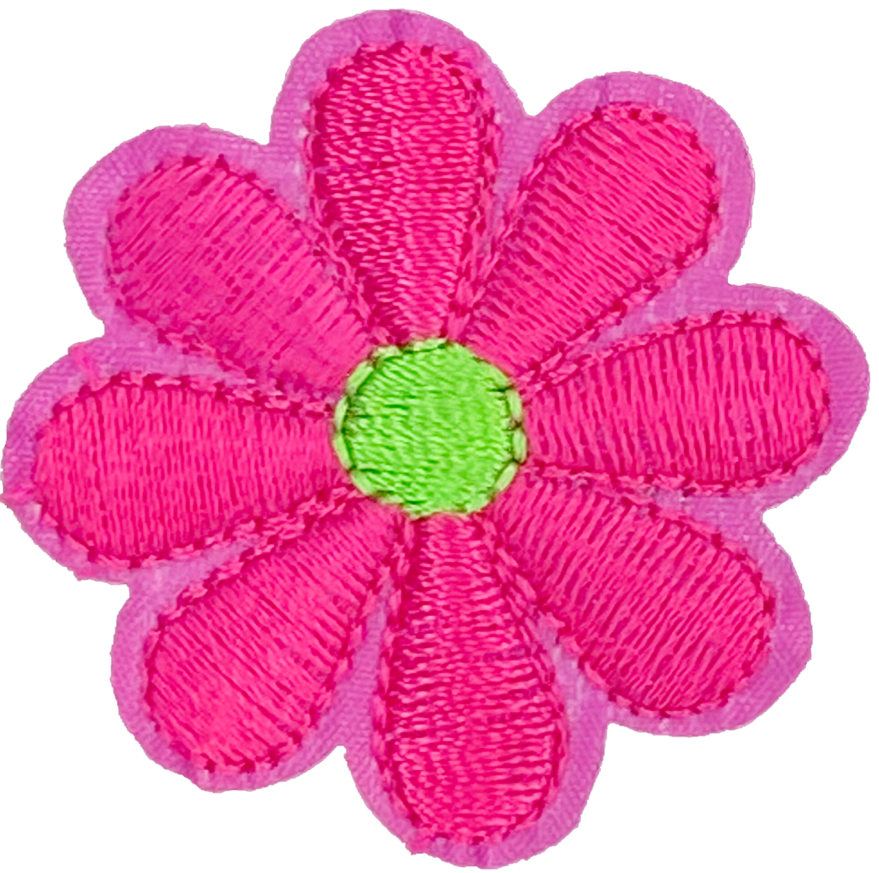 Hot Pink/Green Daisy 8 Petal Flower - Patch