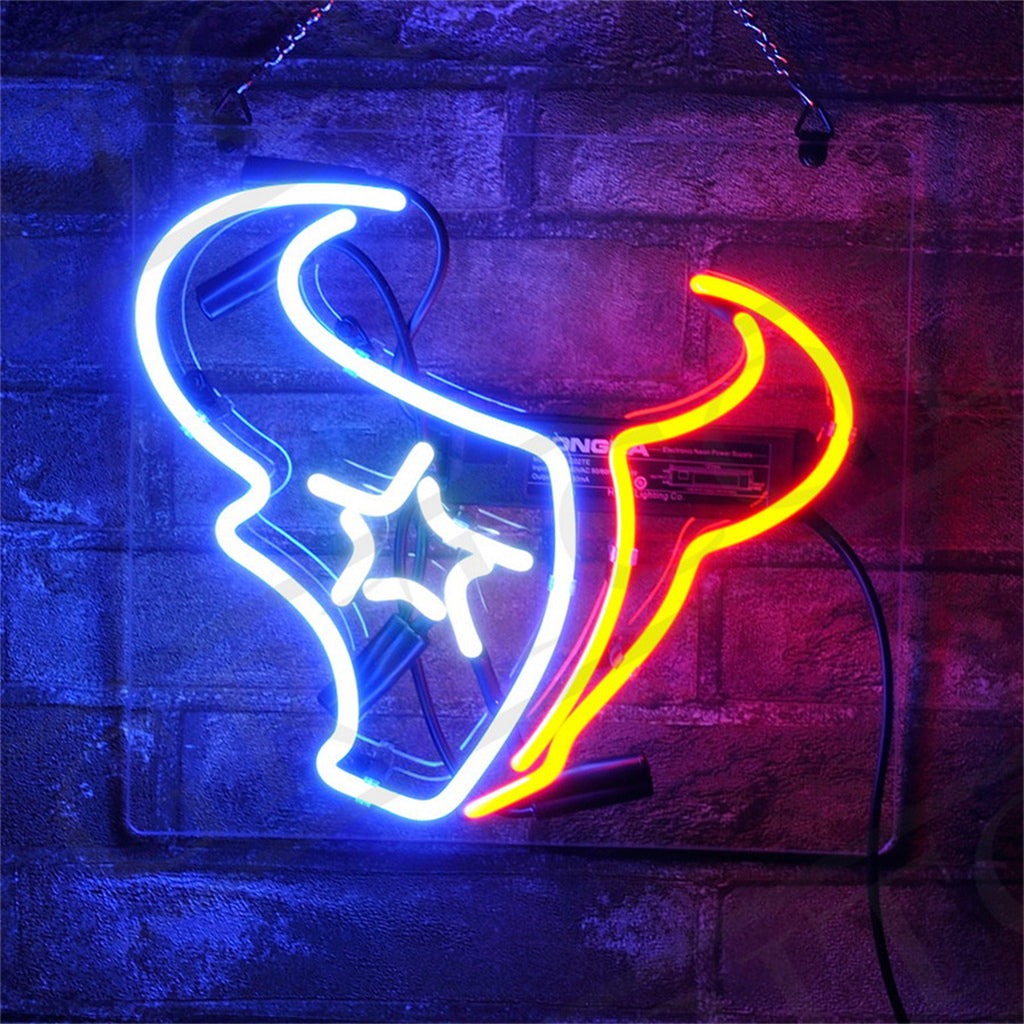 Houston Texans Acrylic Logo Real Glass Neon Sign