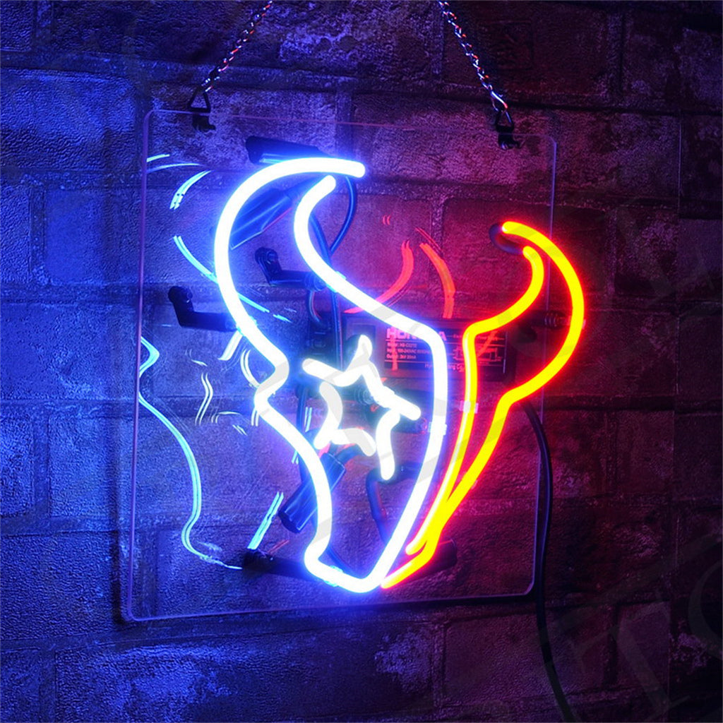 Houston Texans Acrylic Logo Real Glass Neon Sign