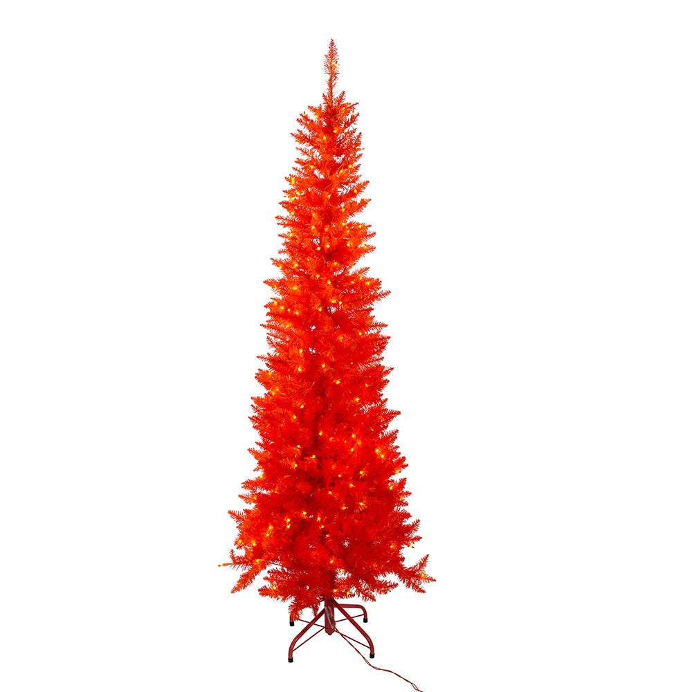 Kurt Adler 6 Foot Pre-Lit Orange Slim Tree