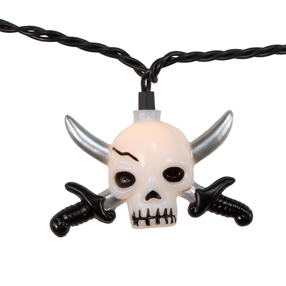 Kurt Adler UL 10-Light Skull with Silver Sword Light Set