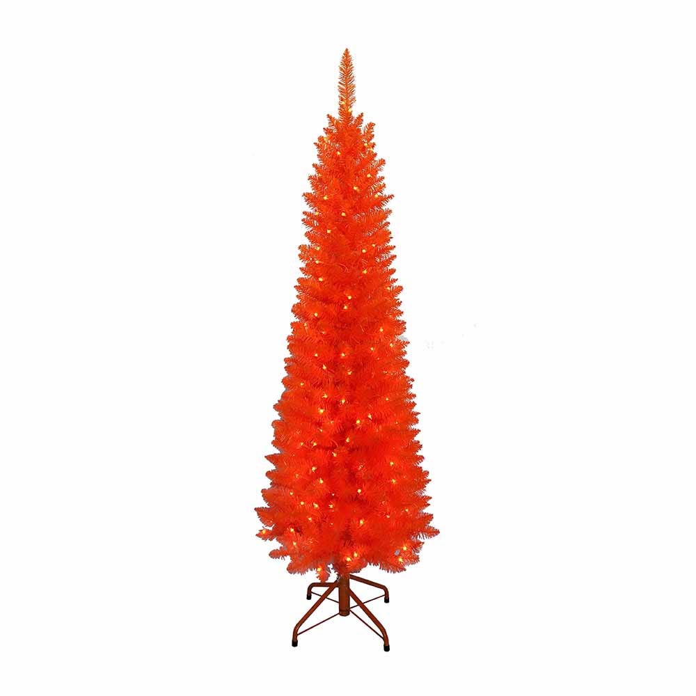 Kurt Adler 5-Foot Pre-Lit Orange Slim Tree