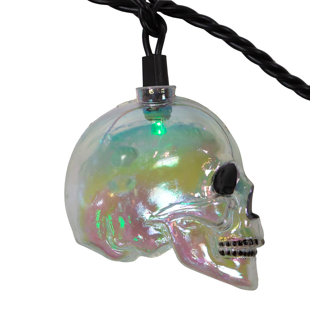 Kurt Adler UL 10-Light RGB LED Glitter Skull Light Set