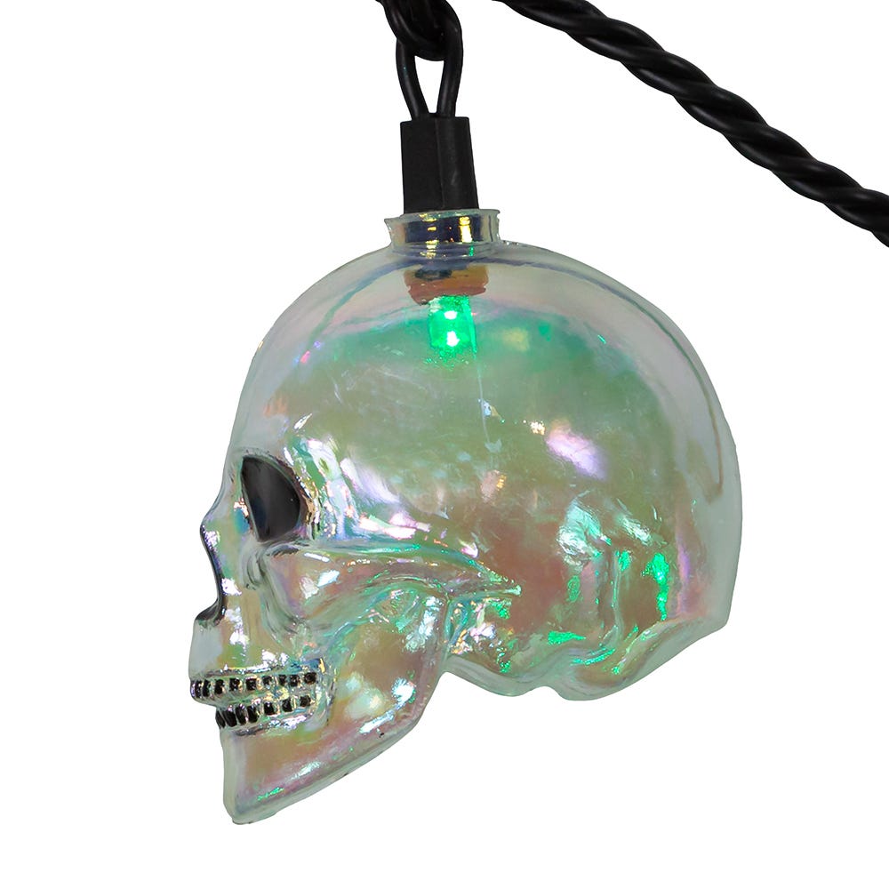 Kurt Adler UL 10-Light RGB LED Glitter Skull Light Set