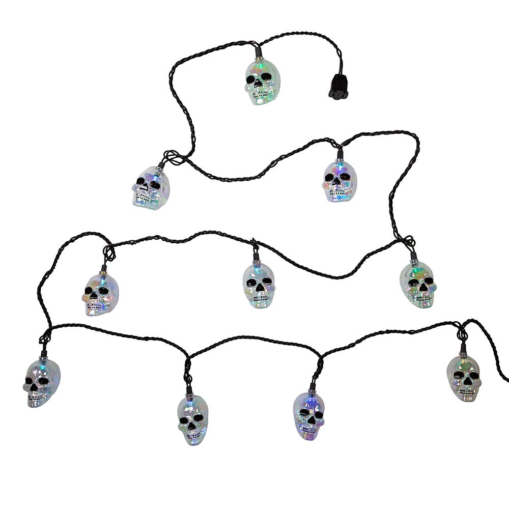 Kurt Adler UL 10-Light RGB LED Glitter Skull Light Set