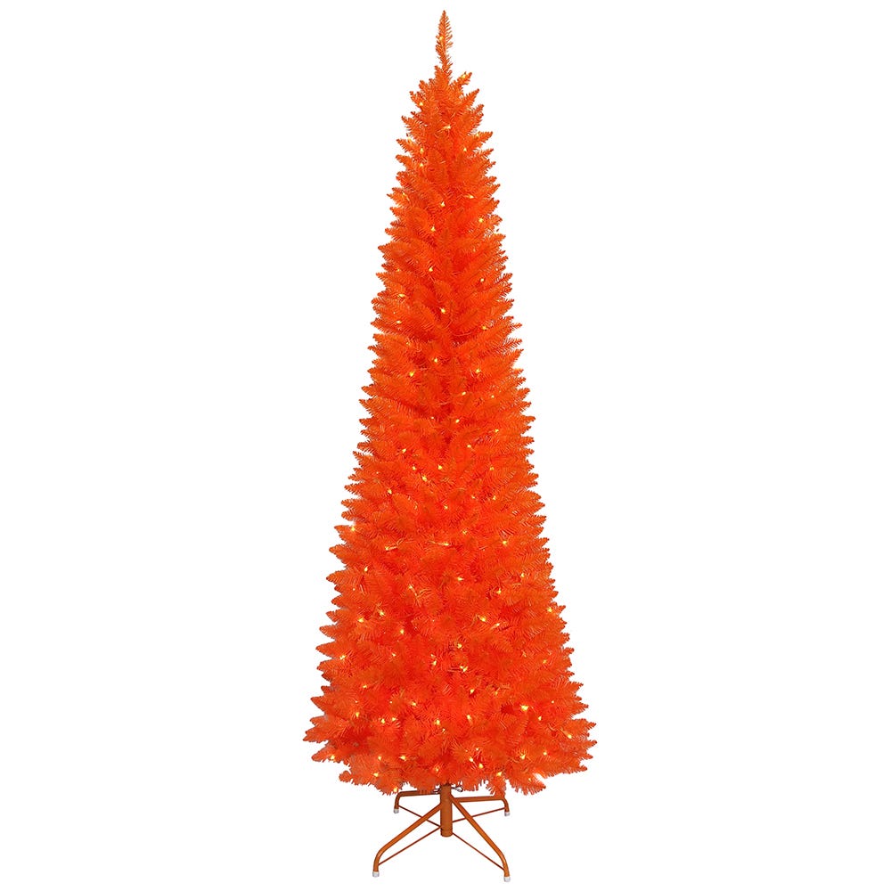Kurt Adler 7 Foot Pre Lit Orange Slim Tree