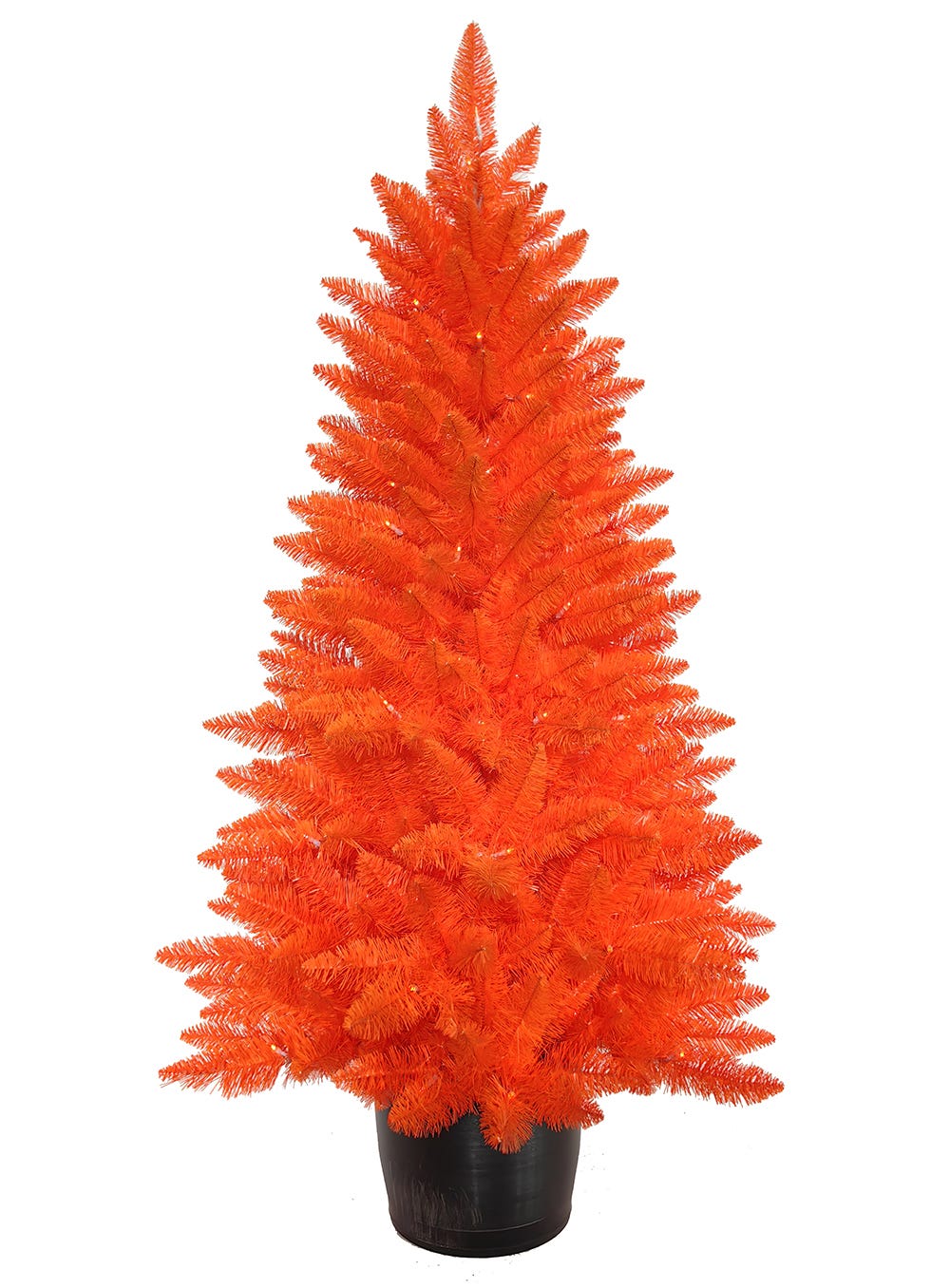 Kurt Adler 4.5-Foot Battery-Operated Pre-Lit Halloween Orange Potted Tree With Orange LED Lights