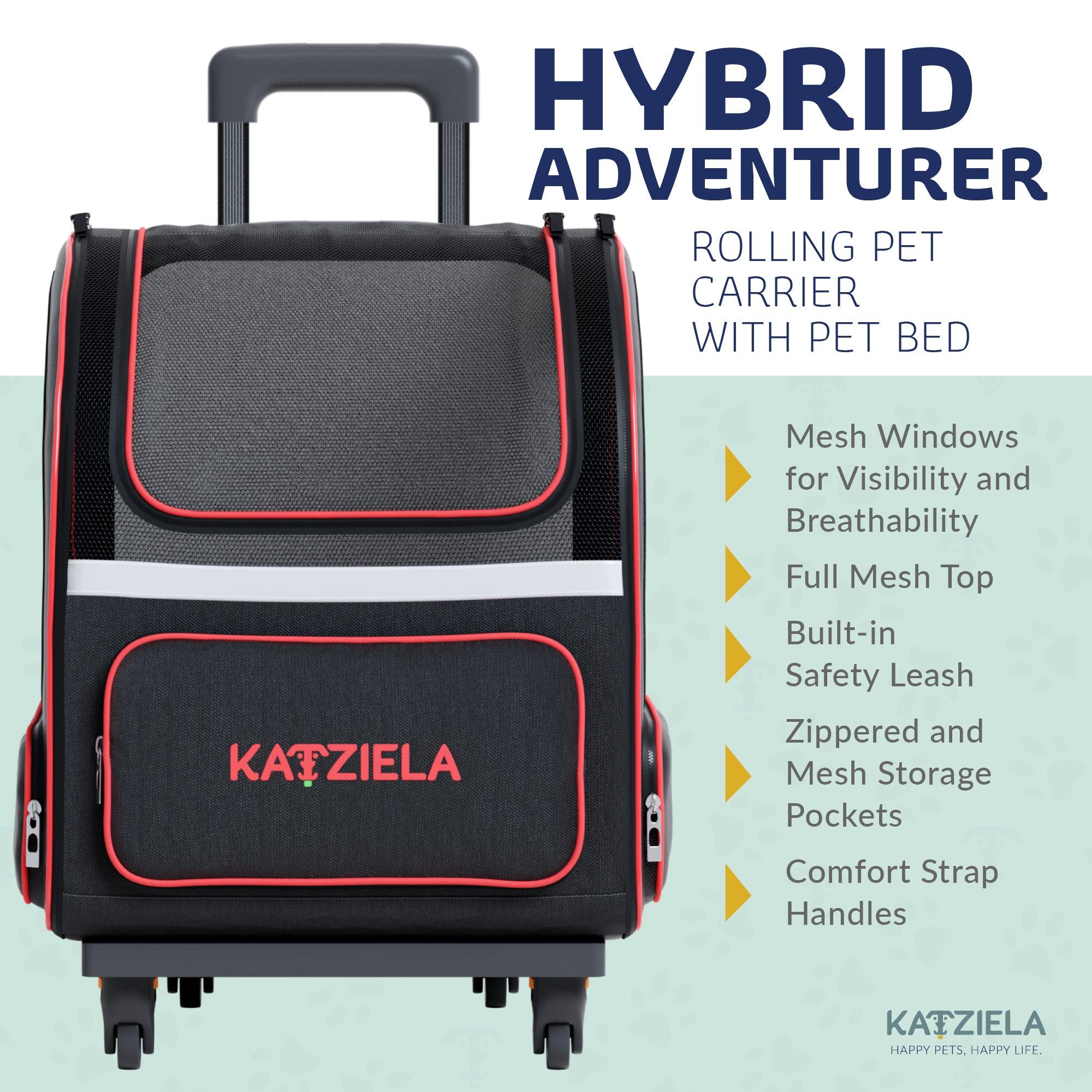 Hybrid Adventurer Pet Backpack with Removable Wheels and Telescopic Handle | HT Animal Supply