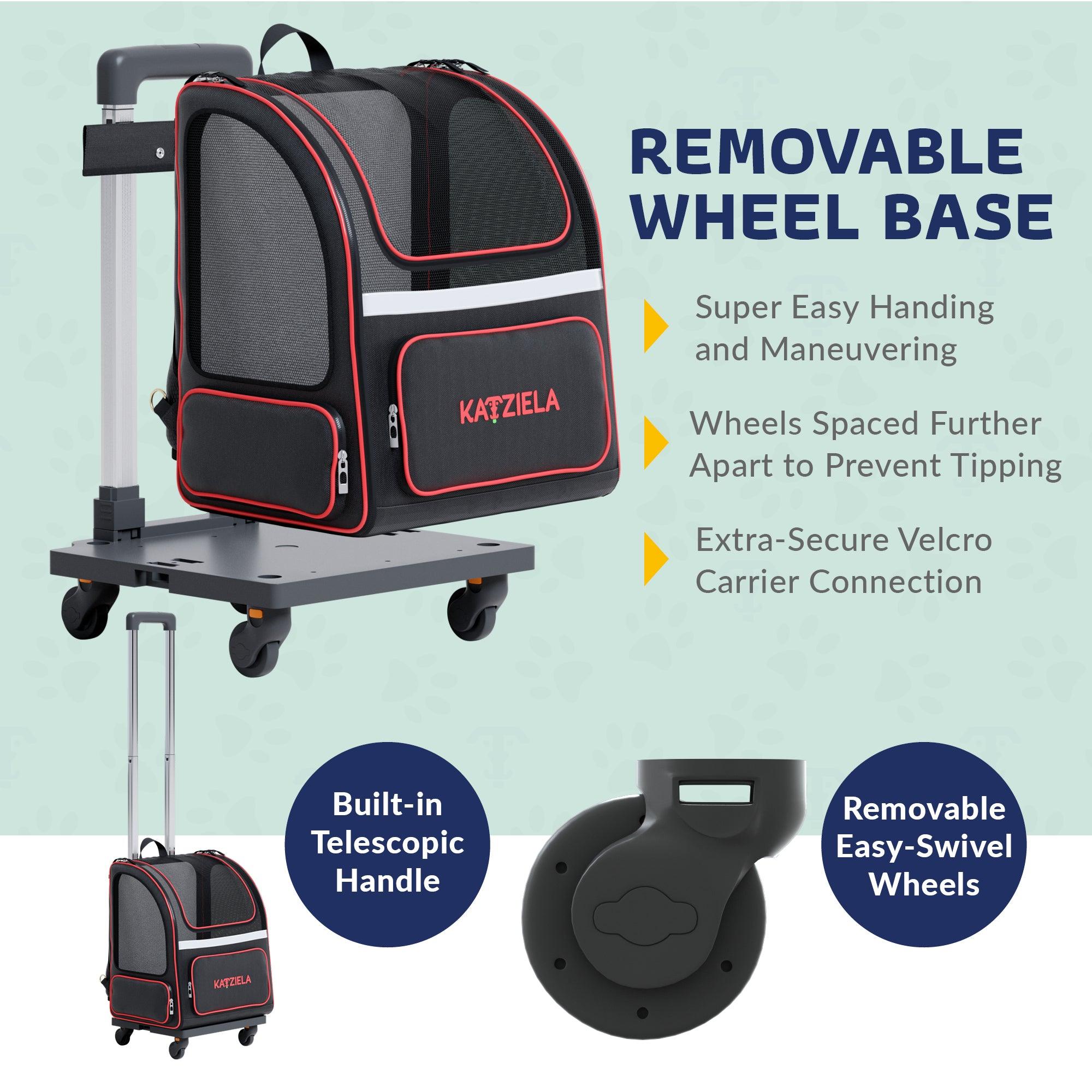 Hybrid Adventurer Pet Backpack with Removable Wheels and Telescopic Handle | HT Animal Supply